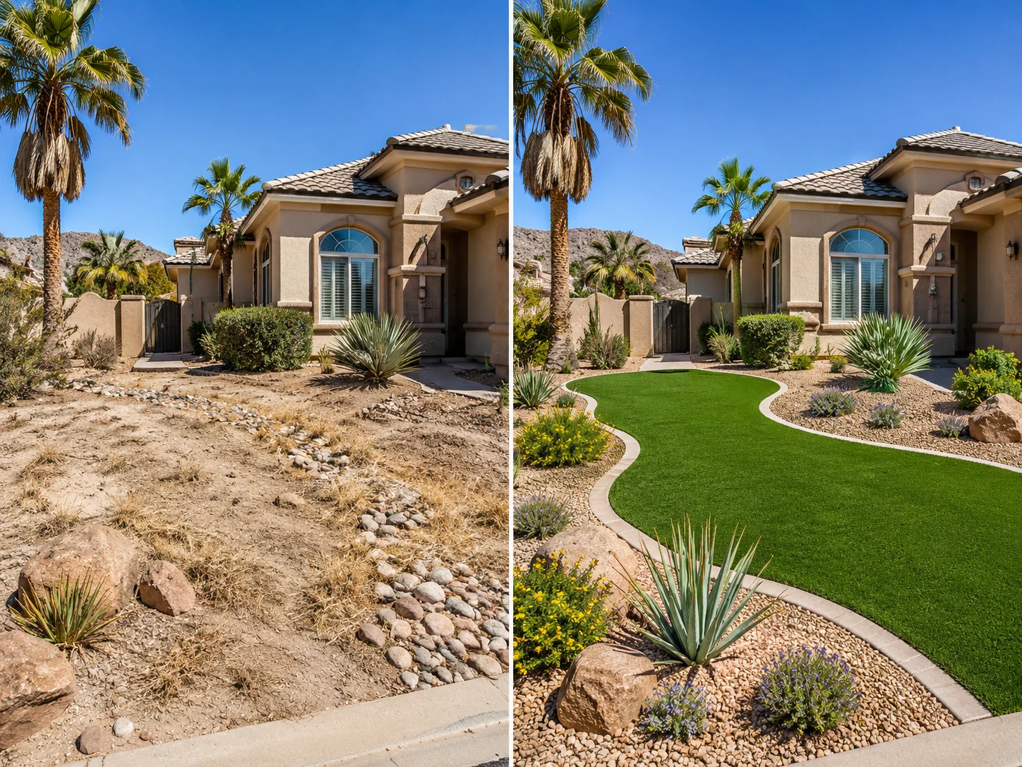 Before and after artificial turf conversion