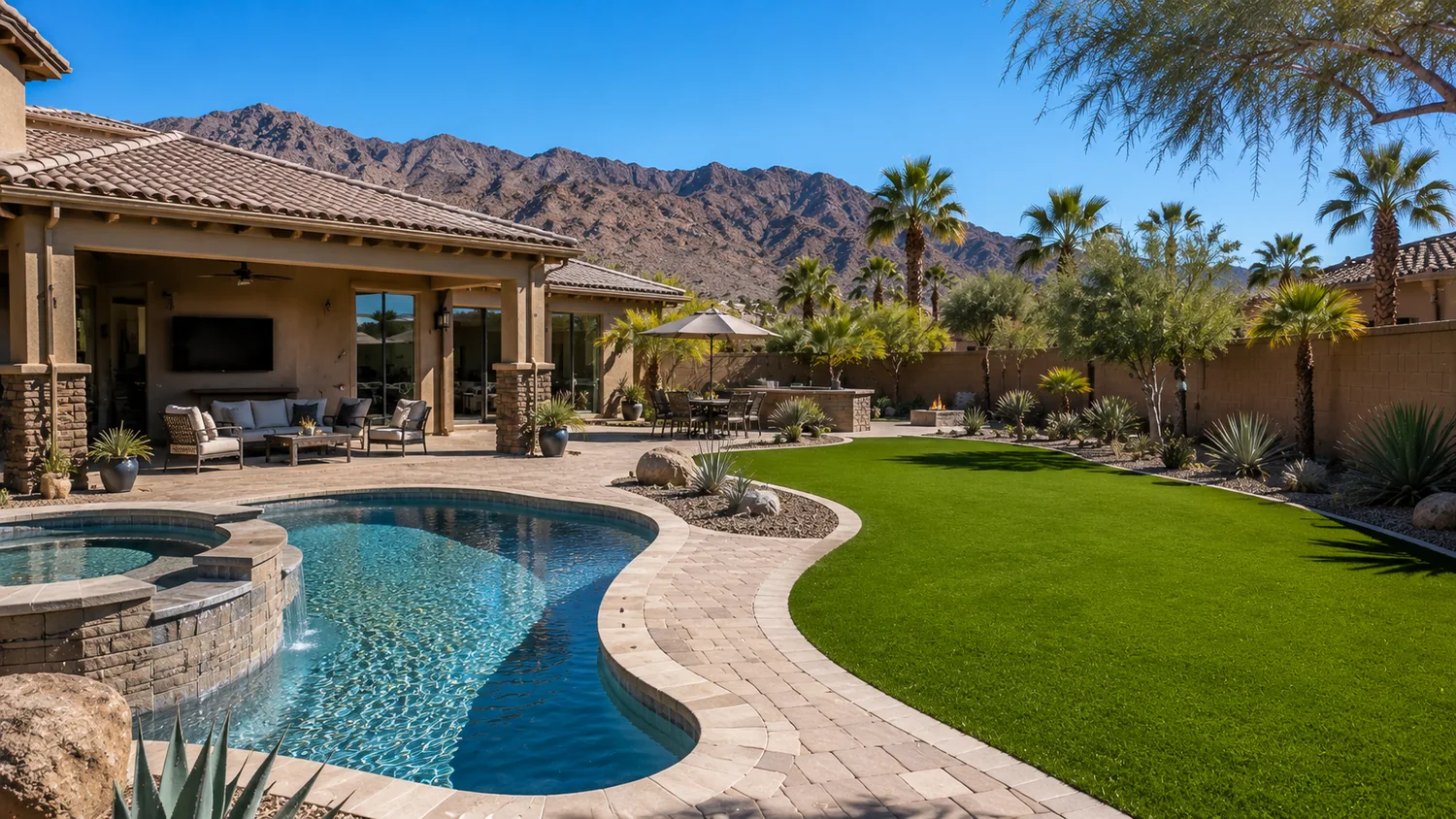 Artificial turf around pool Scottsdale AZ