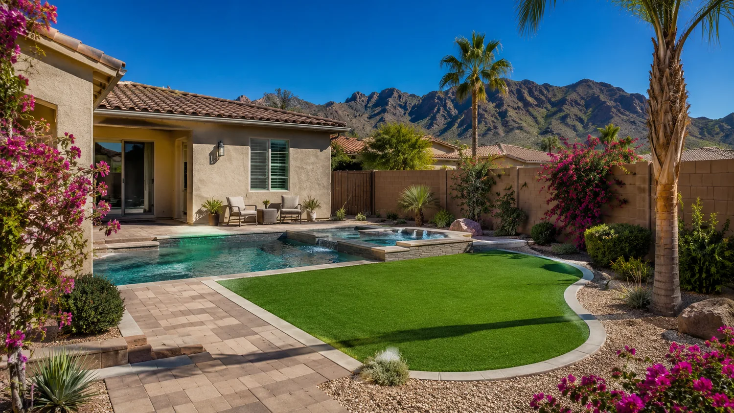 Artificial turf around pool Scottsdale AZ